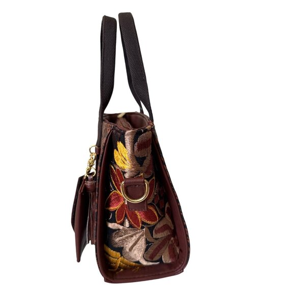 Tooled brown floral tapestry embroidery western vegan leather with coin purse sa - Picture 10 of 12